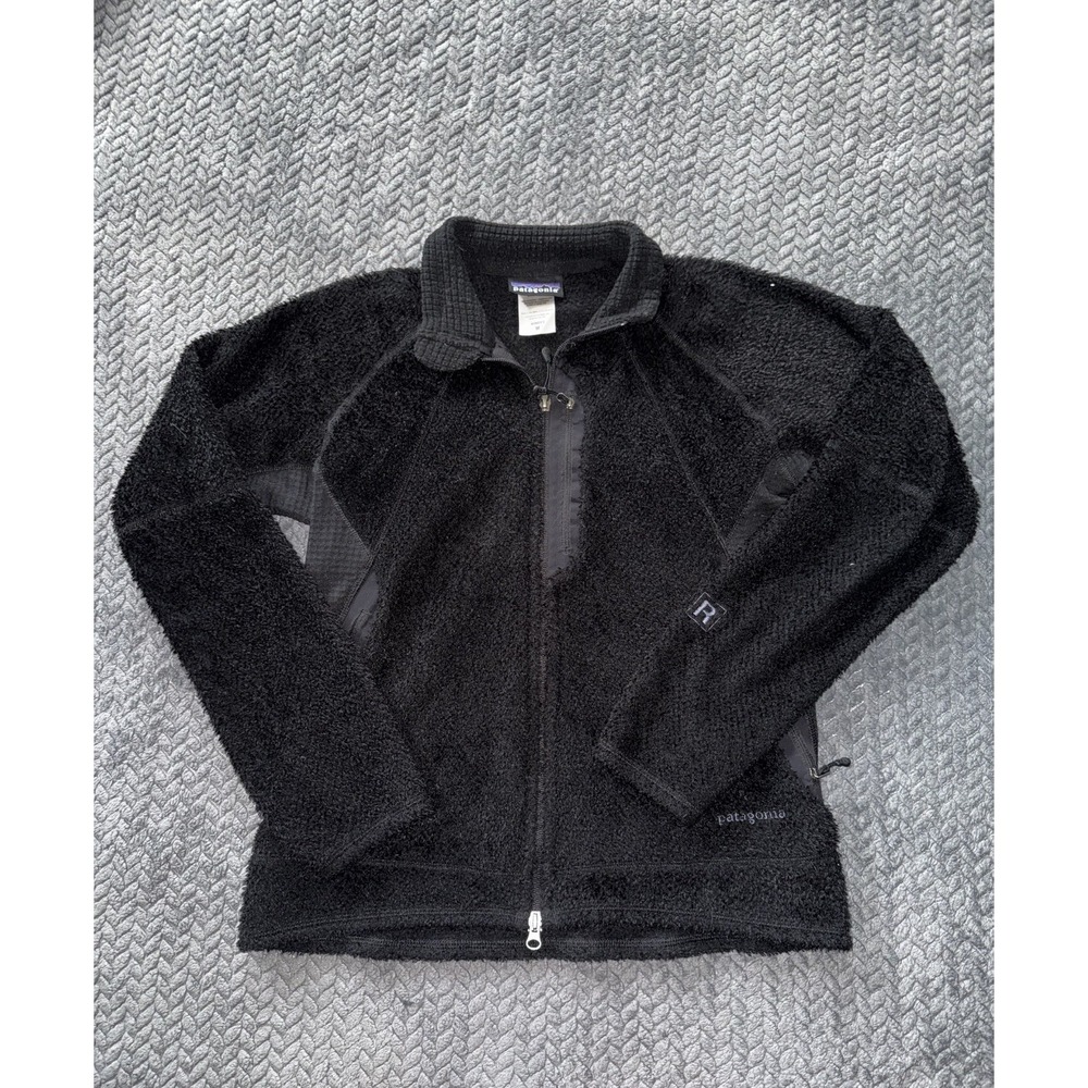 Patagonia Women's Black R1 Polartec Power Grid Full-Zip Fleece Jacket Sz Medium